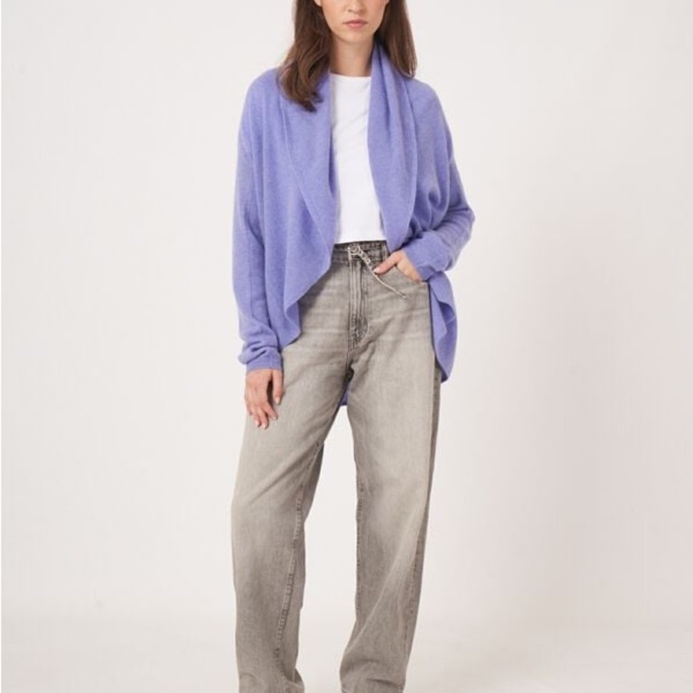 Repeat Cashmere Open Cardigan with Shawl Neck in Iris🤍